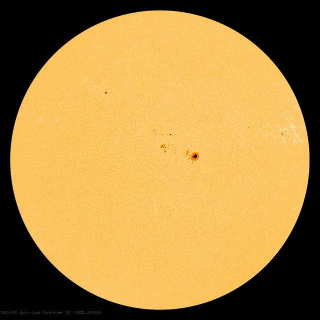 This May 9, 2012 image of the sun, captured by NASA's Solar Dynamics Observatory, shows the huge sunspot complex known as AR 1476