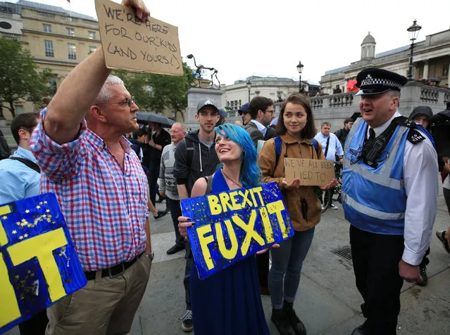 Pro-European Union protestors gather in Trafalgar Square, London, Britain, June 28, 2016. (Photo by Paul Hackett/Reuters)