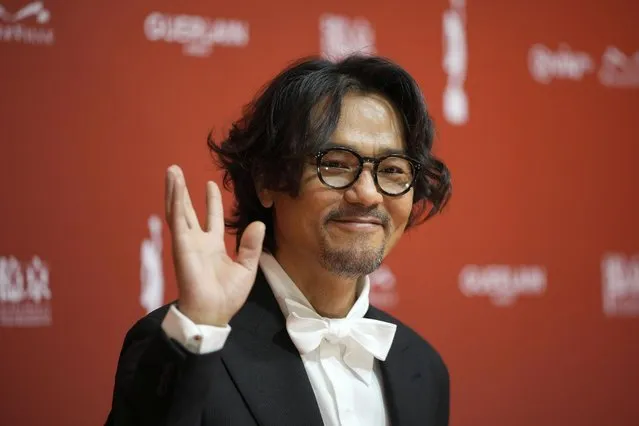 Hong Kong actor Lam Ka-Tung poses on red carpet at the Hong Kong Film Awards, Sunday, July 17, 2022. (Photo by Kin Cheung/AP Photo)