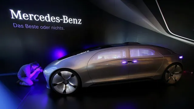 The Mercedes-Benz F 015 Luxury in Motion concept car is pictured at the booth of Mercedes-Benz during the media day at the Frankfurt Motor Show (IAA) in Frankfurt, Germany, September 14, 2015. (Photo by Ralph Orlowski/Reuters)