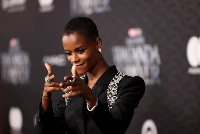 Cast member Letitia Wright attends a premiere for the film “Black Panther: Wakanda Forever” in Los Angeles, California, U.S., October 26, 2022. (Photo by Mario Anzuoni/Reuters)