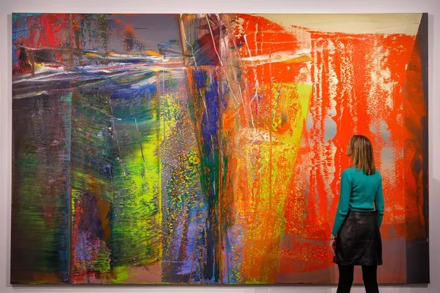 Gerhard Richter’s “Abstraktes Bild” (estimated in excess of £20 million), one of the artist’s greatest monumental abstract masterpieces, one of the most important works by the artist ever to appear at auction, goes on view as part of an exhibition of modern and contemporary artworks at Sotheby's on February 22, 2023 in London, England. The Modern & Contemporary Evening Auction takes place at Sotheby's in London on 1 March 2023. (Photo by Tristan Fewings/Getty Images for Sotheby's)