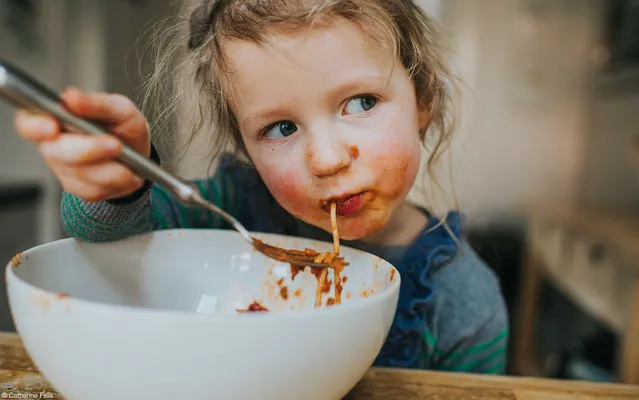 Food for the Family – Slurping Spaghetti. “Spag bol is always a winner in our house and the leftovers are enjoyed for lunch the next day, as my youngest daughter demonstrates in this image”. (Photo by Catherine Falls/Pink Lady Food Awards 2023)