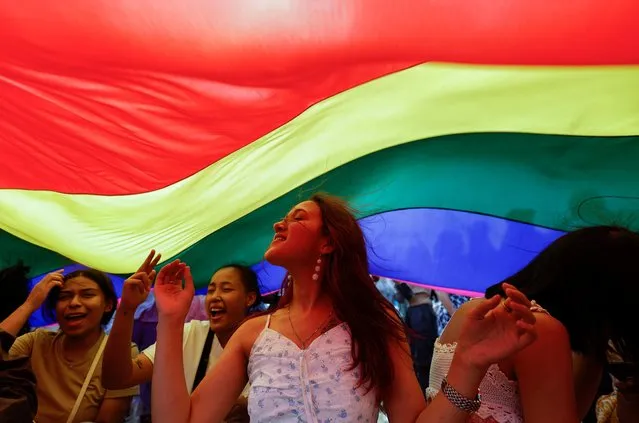 Participants take part in an annual LGBTQ+ Pride parade, in Kathmandu, Nepal on June 10, 2023. (Photo by Navesh Chitrakar/Reuters)