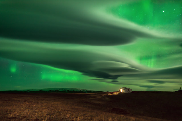 The northern lights in Iceland near the Myrdalsjökull glacier. (Photo by Daniele Boffelli)