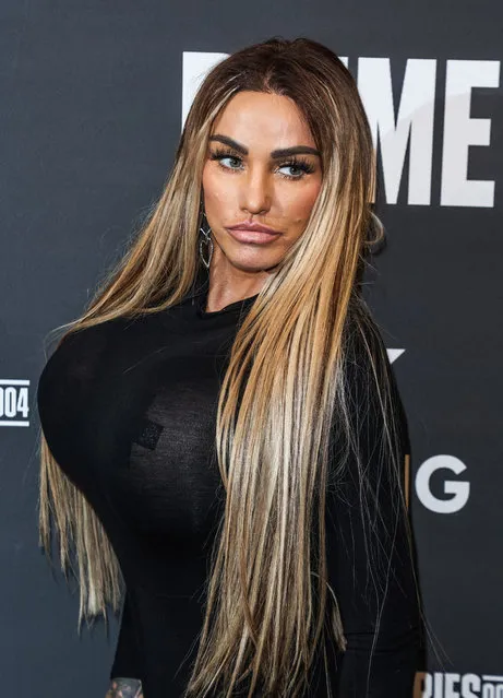 Celebrities seen attending the KSI vs FaZe Temperrr MF Cruiserweight Title Fight at OVO Wembley Arena in London on January 14, 2023. Pictured: English media personality and model Katie Price. (Photo by BDC Images/The Mega Agency)
