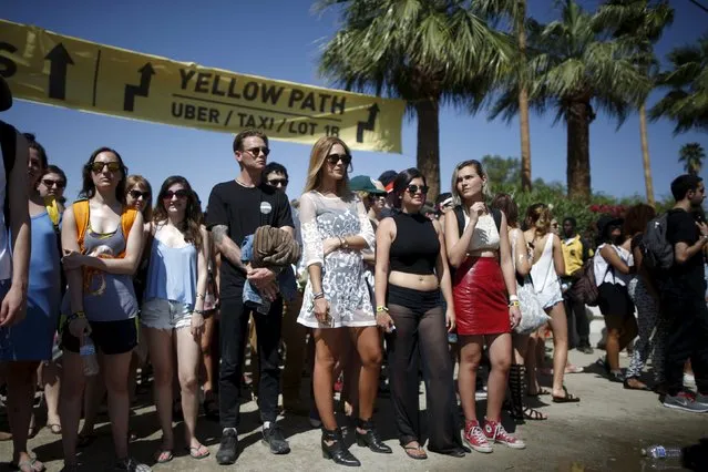 People wait to enter the Coachella Valley Music and Arts Festival in Indio, California April 11, 2015. (Photo by Lucy Nicholson/Reuters)