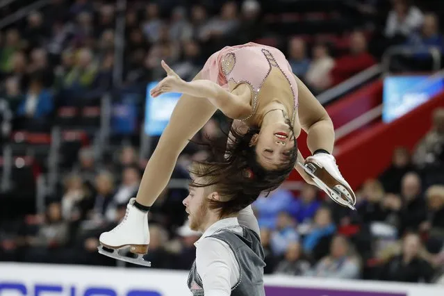 Chelsea Liu and Ian Meyh perform in the pairs short program during the U.S. Figure Skating championships, Thursday, January 24, 2019, in Detroit. (Photo by Carlos Osorio/AP Photo)