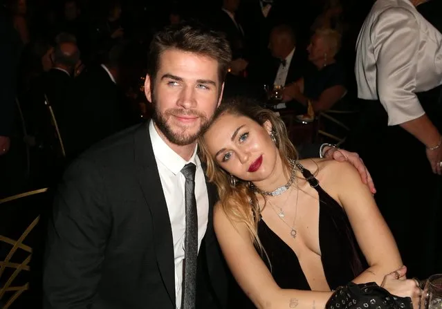 Honoree Liam Hemsworth (L) and Miley Cyrus attend the 2019 G'Day USA Gala at 3LABS on January 26, 2019 in Culver City, California. (Photo by David Buchan/Variety/Rex Features)