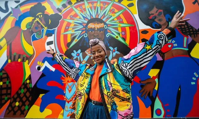 Spotify celebrates the Notting Hill Carnival with a colourful mural by artist Bokiba in the second year the event has been held virtually, via the Spotify Carnival Sounds microsite, on August 24, 2021 in London, England. The mural features a scannable code to transport Spotify users directly to the Carnival playlist. (Photo by Antony Jones/Getty Images for Spotify)