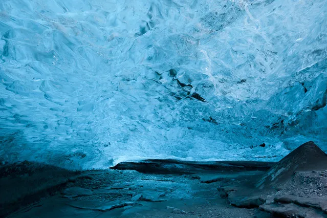 A wide view of the crystal ice cave in the Vatnajokull Glacier, Iceland. (Photo by Rob Lott/Barcroft Media)