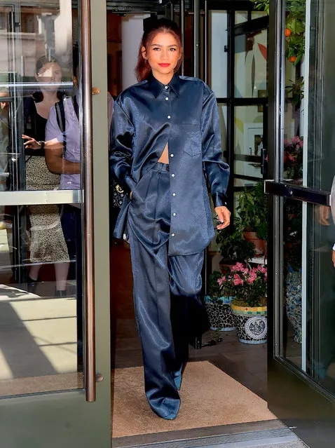 American actress and “Spider-Man” star Zendaya Steps out in Silky Pajama Top and Bottom as she Visits the Empire State Building in NYC on June 24, 2019. (Photo by DIGGZY/Splash News and Pictures)