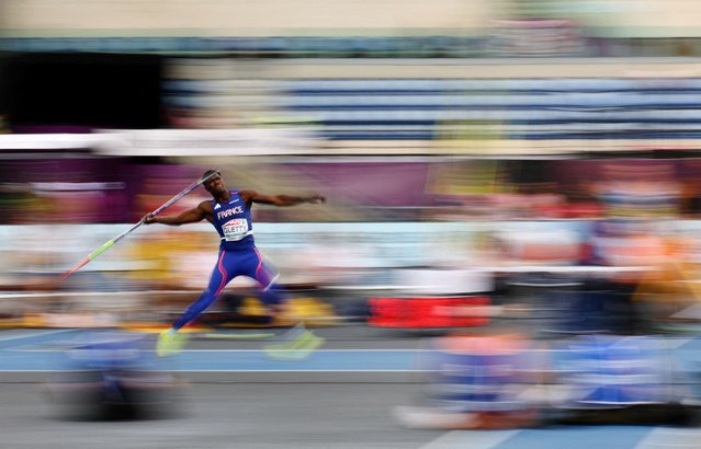 France's Makenson Gletty in action during the men's decathlon javelin throw at the European Athletics Championships in Rome, Italy on June 11, 2024. (Photo by Kai Pfaffenbach/Reuters)