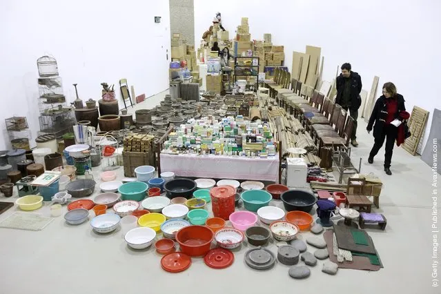 Chinese artist Song Dong' installation entitled 'Waste Not' in The Curve at the Barbican Art Gallery