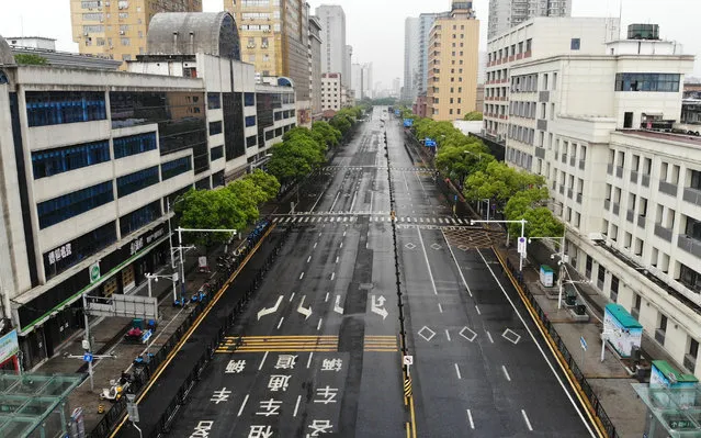 A view of the empty road to the railway station in Nanchang in central Chinas Jiangxi province Friday, April 22, 2022. A large part of the city has been put into the Covid-19 lockdown. (Photo by Hu Guolin/Feature China/Future Publishing via Getty Images)