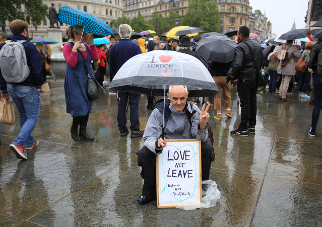 A pro-European Union protestor gathers in Trafalgar Square, London, Britain, June 28, 2016. (Photo by Paul Hackett/Reuters)