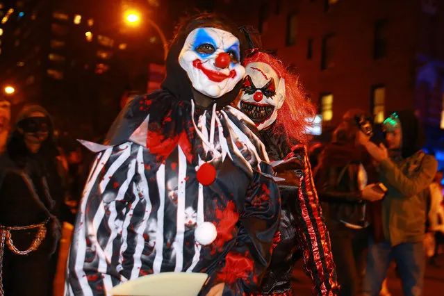 Killer clowns were a popular costume this year at the 44th annual Village Halloween Parade in New York City on Tuesday, October 31, 2017. (Photo by Gordon Donovan/Yahoo News)