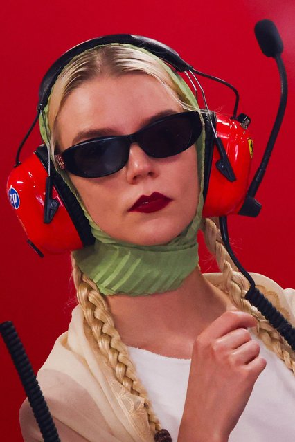 The actress Anya Taylor-Joy is seen in the Scuderia Ferrari garage during qualifying ahead of the Formula 1 Hungarian Grand Prix at the Hungaroring circuit in Mogyorod near Budapest on August 2, 2025. (Photo by Beata Zawrzel/ZUMA Press Wire/Alamy Live News)