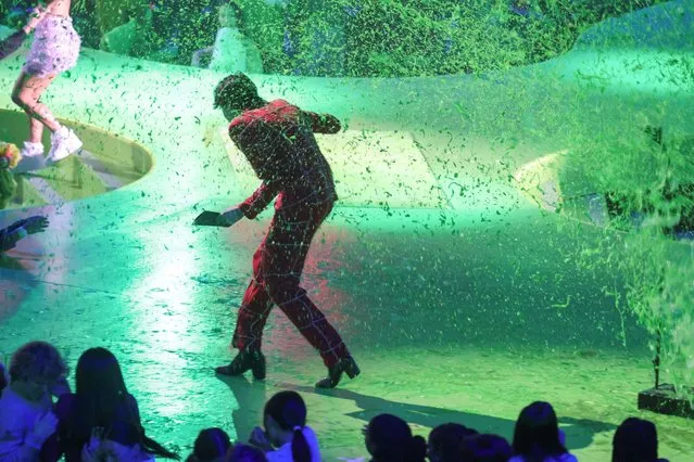 Travis Barker's son, influencer Landon Barker is slimed at the 2023 Nickelodeon Kids' Choice Awards at Microsoft Theater, in Los Angeles, California, U.S. March 4, 2023. (Photo by David Swanson/Reuters)