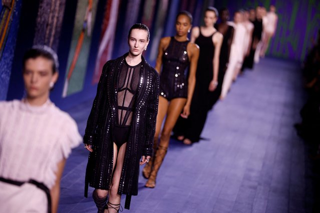 Models present creations by designer Maria Grazia Chiuri as part of her Haute Couture Fall/Winter 2024-2025 collection show for fashion house Dior in Paris, France, on June 24, 2024. (Photo by Johanna Geron/Reuters)