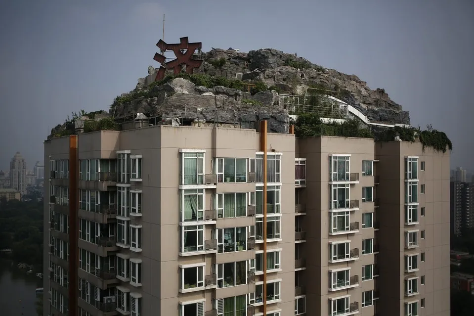 Rock Villa on Top of Apartment Tower in China
