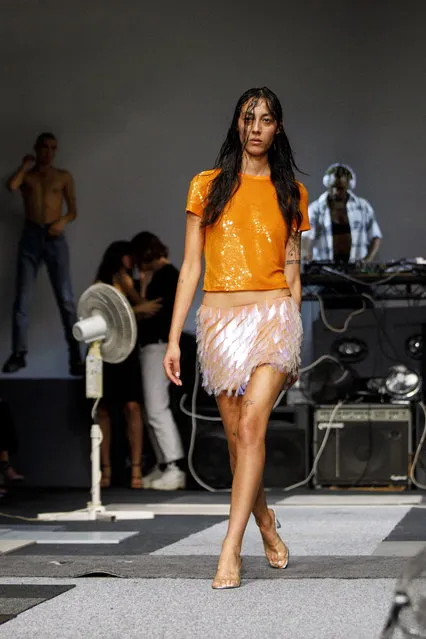 A model presents a creation by Ashish at the London Fashion Week, in London, Britain, 16 September 2018. (Photo by Tolga Akmen/EPA/EFE)