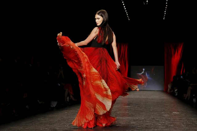 Miss Universe 2015 Pia Alonzo Wurtzbach presents a creation during the AHA's Go Red For Women Red Dress Collection presented by Macy's at New York Fashion Week February 11, 2016. (Photo by Andrew Kelly/Reuters)