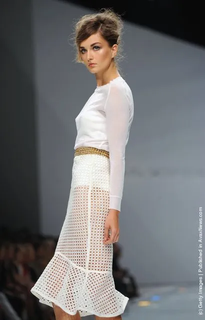 A model walks the runway at the Ermanno Scervino Spring/Summer 2012 fashion show as part Milan Womenswear Fashion Week