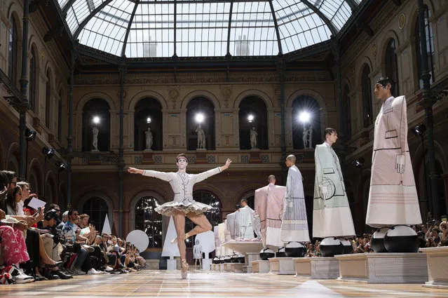 A model walks the runway during the Thom Browne Menswear Spring Summer 2020 show as part of Paris Fashion Week on June 22, 2019 in Paris, France. (Photo by Peter White/Getty Images)