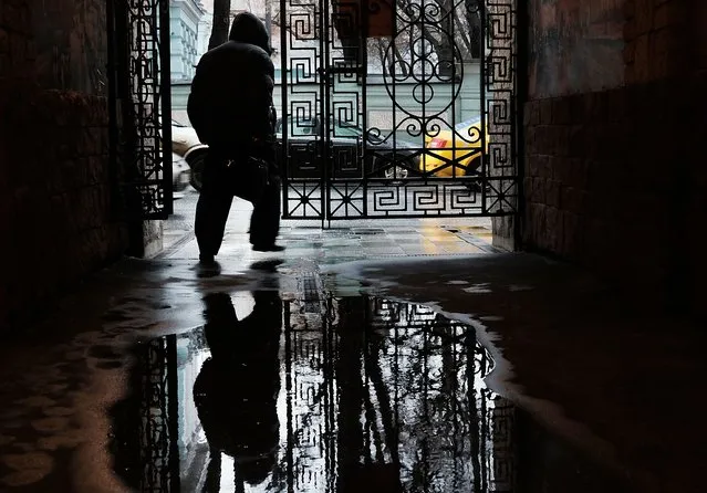 A man walks down a street on March 6, 2017 in Moscow, Russia. (Photo by Spencer Platt/Getty Images)