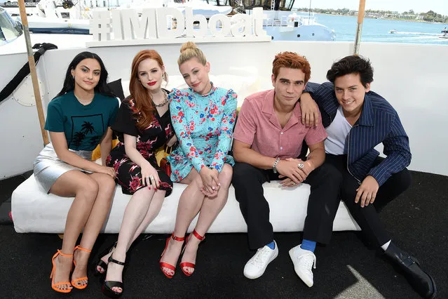 Camila Mendes, Madelaine Petsch,  Lili Reinhart, KJ Apa and Cole Sprouse attend the #IMDboat at San Diego Comic-Con 2019: Day Three at the IMDb Yacht on July 20, 2019 in San Diego, California. (Photo by Michael Kovac/Getty Images for IMDb)