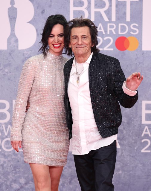Sally Humphreys and Ronnie Wood attend The BRIT Awards 2022 at The O2 Arena on February 8, 2022 in London, England. (Photo by Mike Marsland/WireImage)