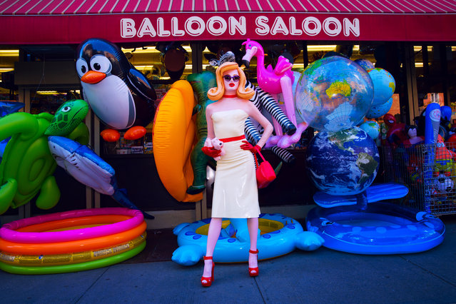«Pandemonia, Balloon Saloon». Pandemonia’s creator always wanted her to blend in with the social circles and commercial industries she parodies. Since first appearing in 2007, Pandemonia has featured in advertising campaigns, as a brand ambassador and at fashion weeks around the world. (Photo by Simon Cave/The Guardian)