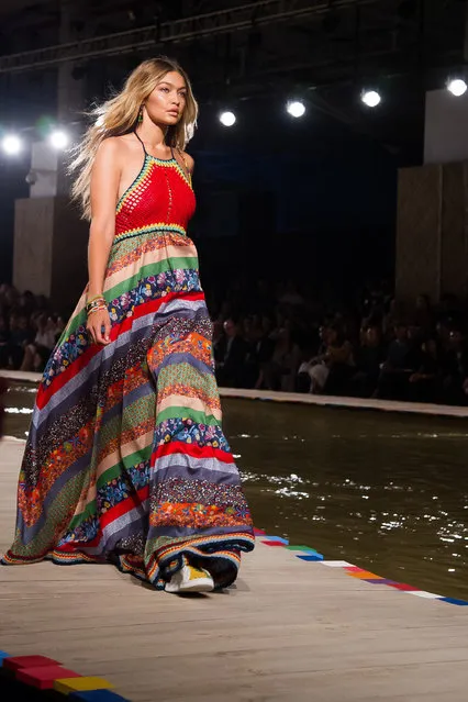 Gigi Hadid walks in the Tommy Hilfiger Spring/Summer 2016 show during Fashion Week on Monday, September 14, 2015 in New York. (Photo by Charles Sykes/Invision/AP Photo)