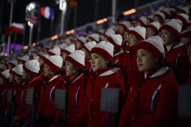 North Korean cheerleaders are waiting beginning of the Opening Ceremony of the PyeongChang 2018 Winter Olympic Games at PyeongChang Olympic Stadium. February 9, 2018. (Photo by Hyoung Chang/The Denver Post)