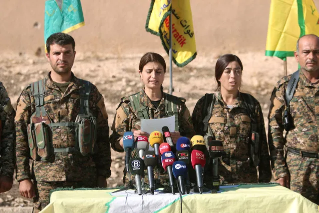 Syrian Democratic Forces (SDF) commanders attend a news conference in Ain Issa, Raqqa Governorate, Syria November 6, 2016. (Photo by Rodi Said/Reuters)