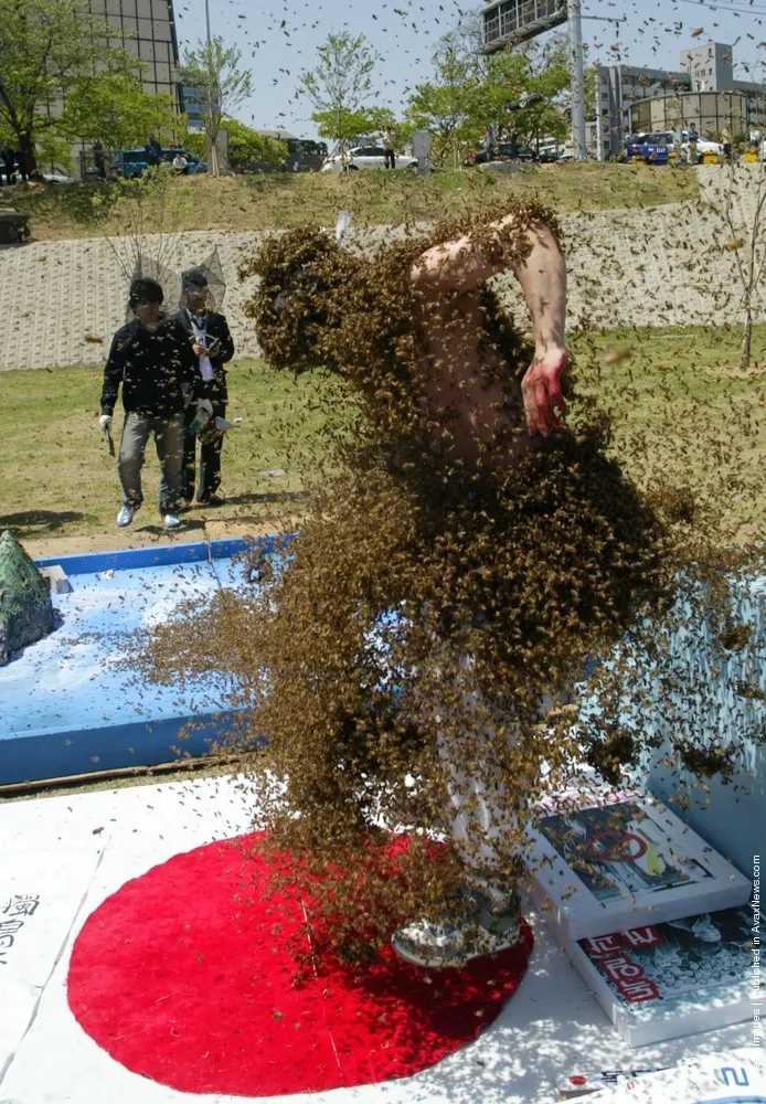 Bee Keeper Protests Japanese Claims On Islands