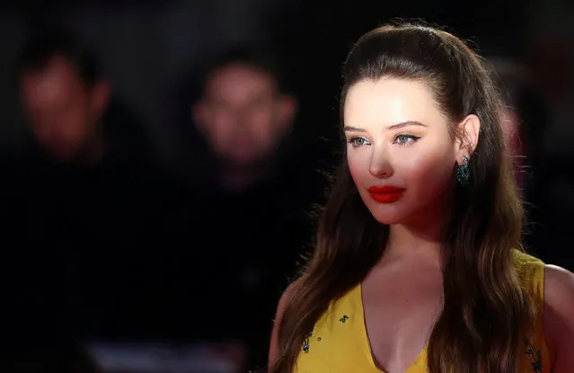 Cast member Katherine Langford attends the European premiere of “Knives Out” in London, Britain on October 8, 2019. (Photo by Simon Dawson/Reuters)