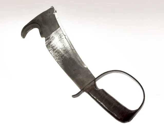 An essential part of the survival kit for American forces in the Philippines, China and Burma, this knife was ideal for cutting through jungle brush. It also had potential as a combat knife – its manufacturer provided instructions on how to use the Woodsman’s Pal to defeat a Japanese soldier armed with a samurai sword. (Photo by Central Intelligence Agency)