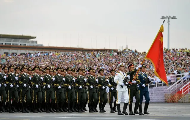 Soldiers of China's People's Liberation Army (PLA) march during a rehearsal for a military parade in Beijing, August 23, 2015. (Photo by Reuters/Stringer)
