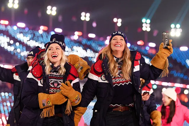 Team USA athletes are seen during the Opening Ceremony of the PyeongChang 2018 Winter Olympic Games at PyeongChang Olympic Stadium on February 9, 2018 in Pyeongchang-gun, South Korea. (Photo by Matthias Hangst/Getty Images)