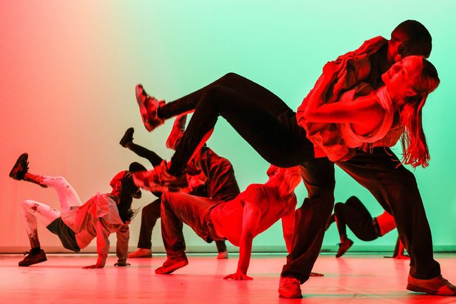 Hope(e)storm performed by 12 Rambert dancers on the Queen Elizabeth Hall stage in London on September 2, 2025. Rambert and Ballet National de Marseille joined forces to transform the entire Royal Festival Hall and the wider Southbank Centre with the UK premiere of We Should Have Never Walked on the Moon. (Photo by Imageplotter/Alamy Live News)