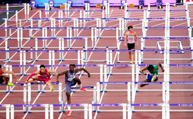 Shunsuke Izumiya of Japan during the Men's 110m Hurdles semi-final heat 1 on day four of the 2025 World Athletics Championships at Japan National Stadium, Tokyo on Tuesday, September 16, 2025. (Phoot by Martin Rickett/PA Wire)