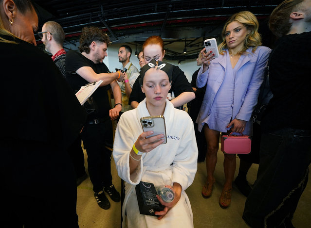 Models backstage at the Roksanda show at The Space House, Holborn, central London, during London Fashion Week on Sunday, September 15, 2024. (Photo by Yui Mok/PA Images via Getty Images)