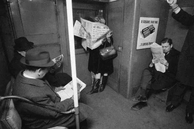 New Yorkers who used to complain about the crush of riding the subway during the rush hours have had 12 subway-less days to change their minds, there were no such complaints heard from the passengers of this crowded train, January 13, 1966. Everybody was happy the crippling transit strike was over. (Photo by AP Photo)