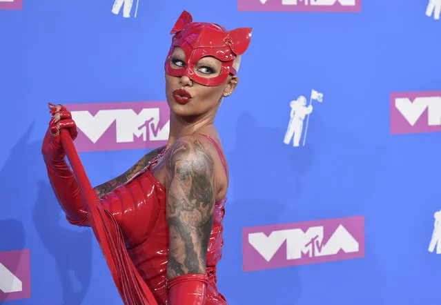 Amber Rose arrives at the MTV Video Music Awards at Radio City Music Hall on Monday, August 20, 2018, in New York. (Photo by Evan Agostini/Invision/AP Photo)
