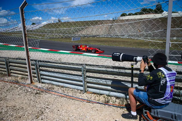 Monaco's driver Charles Leclerc of Ferrari F1 team in action during the second practice session of the Formula One Grand Prix of Portugal at Autodromo Internacional do Algarve, near Portimao, Portugal, 29 April 2021. The Formula One Grand Prix of Portugal will take place on 02 May 2021. (Photo by Jose Sena Goulao/EPA/EFE)