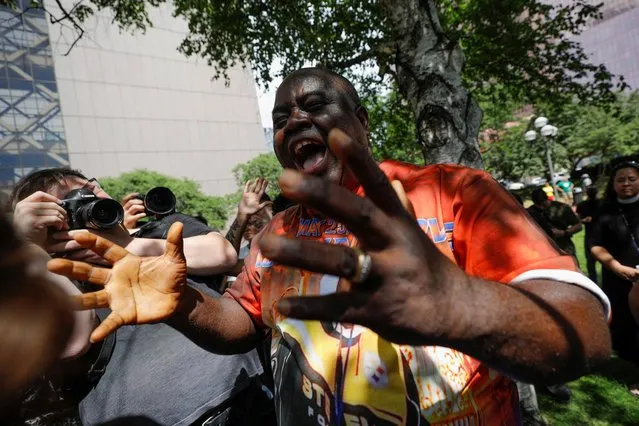 Bishop Harding Smith reacts outside Hennepin County Government Center after the sentence on former police officer Derek Chauvin who was convicted for murdering George Floyd, in Minneapolis, Minnesota, June 25, 2021. (Photo by Nicholas Pfosi/Reuters)