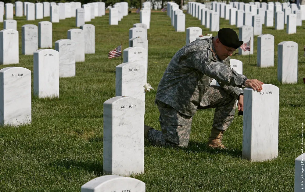 American Flags Placed At Graves At Arlington Nat'l Cemetery For Memorial Day