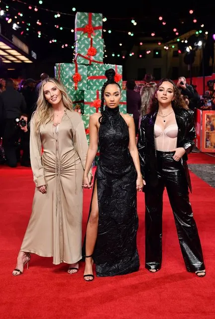 (L-R) Perrie Edwards, Leigh-Anne Pinnock and Jade Thirlwall of Little Mix attend the “Boxing Day” World Premiere at The Curzon Mayfair on November 30, 2021 in London, England. (Photo by Jeff Spicer/Getty Images for Warner Bros)